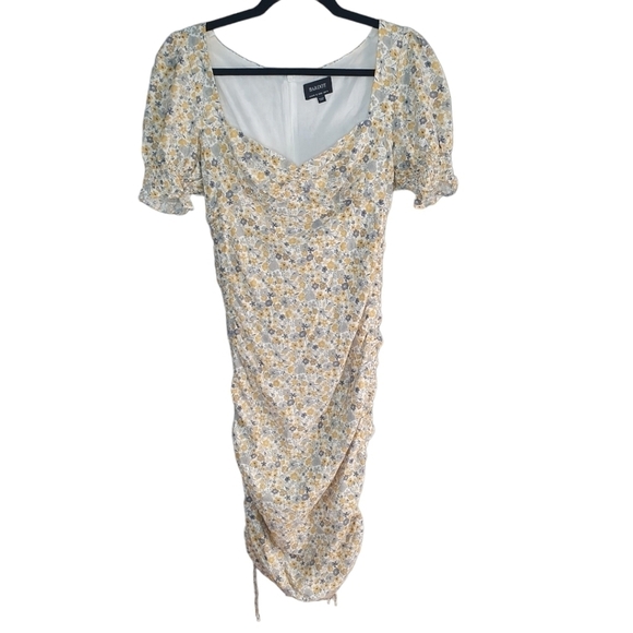 BARDOT Floral Mini Dress Feminine Babydoll White/Yellow/Gray Women's Size 6 - Picture 3 of 10